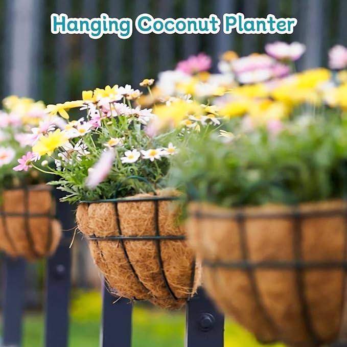 Riare 2 Pack 18 Inch Round Coco Liners Replacement, 100% Natural Coconut Coir Liners for Hanging Baskets, Garden Flower Vegetables Planter Pot, Window Box, Fence, Decks