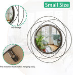 Mirrors Wall Decor Iron Frame Round Art Wall Mirrors Home Decoration Hanging Mirrors for Living Room Bedroom Bathroom Entryway 12” x 12”