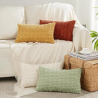 Fancy Homi 4 Packs Fall Boho Long Lumbar Decorative Throw Pillow Covers 14x24 Inch for Couch Bed Sofa, Aesthetic Modern Farmhouse Home Decor, Soft Striped Corduroy Rectangle Cushion Case 35x60 cm