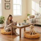 Large Floor Pillow for Adults, 22x22" Memory Foam Floor Cushion with Corduroy Cover, Round Floor Sitting Cushions for Meditation, Lounge,Seating for Yoga, Tatami Living Room (2, Round-Orange)