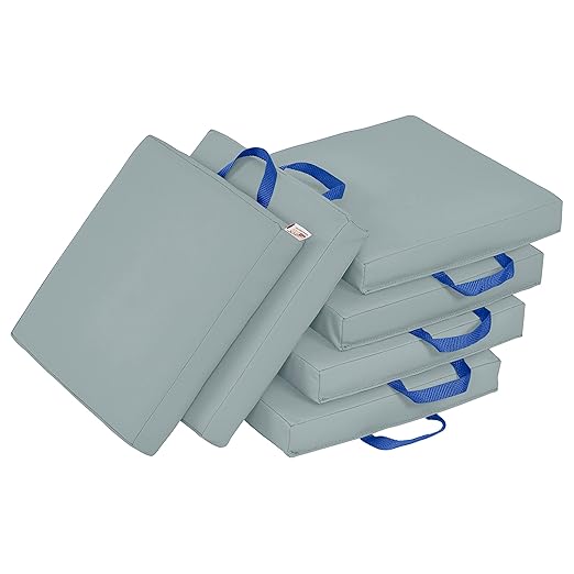 ECR4Kids SoftZone Square Floor Cushions with Handle, Flexible Seating, Grey, 6-Piece