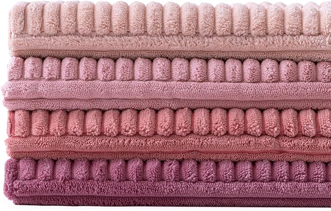 MIULEE Aesthetic Pink Throw Pillow Covers 18x18 Inch Set of 4 Spring Decorative Coquette Cushion Cases Cute Gradient Pillow Cases Corduroy Home Decor for Couch Sofa Living Room Bed Valentine Decor