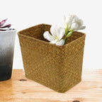 Luxshiny Sea Grass Baskets for Storage Seagrass Waste Basket, Woven Trash Can Wastebasket Garbage Bin Wicker Rattan Laundry Hamper Plant Pot Storage for Kitchen Home Office