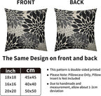 Black Grey Gray Pillow Covers 16X16 Inch Set of 2, Dahlia Flower Spring Summer Floral Cream Decorative Throw Pillow Covers Outdoor Modern Farmhouse Cushion Case for Home Couch Sofa Bed Decor