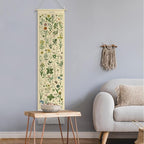 Tegeme Vintage Tapestry 52 x 13 Inch, Long Vertical Wall Hanging Reference Illustrative Botanical Tassel Tapestry for Bedroom Living Room Home Decoration(Plants)