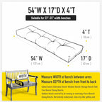 SUNROX LokGrip Non Slip Tufted Memory Foam Bench Cushion, FadeShield Water Resistant Durable Thicken Outdoor/Indoor Bench Seat Pads 54x16x4 inch, Cream