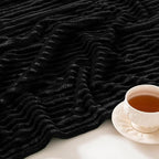 MIULEE Black Throw Blanket 3D Ribbed Jacquard Fleece Flannel Velvet Plush Decorative Bed Blanket (Throw, 50" x 60") - Super Soft, Lightweight, Warm and Cozy for Couch Sofa