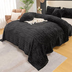 YUSOKI Queen Size Blanket Single Layer,Weight(4.4lb),370GMS-3D Stylish Design for Gift Home Decor (Black,90"x90")