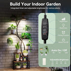 Plant Stand Indoor with Grow Lights 9 Tiered Wood Indoor Plant Shelf 62" Tall Plant Stand Metal Frame for Indoor Plants Multiple Flower Pot Holder, Large Plant Rack for Living Room Patio Corner