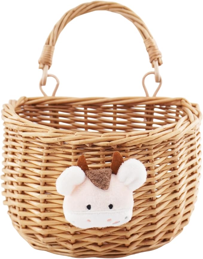 Wicker Hanging Wall Basket, Woven Hanging Basket, Door Baskets for Flowers Front Door, Wall Organizer for Entryway, Kitchen, Living Room, Garden, Farmhouse Decor (Original)