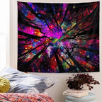 Blacklight Galaxy Forest Silhouette Tapestry for Bedroom Night Sky Ceiling Tapestry for Bedroom Decor Dark Forest Stars Tapestries Glow in the Dark Starry Night Tapestries UV Reactive Dorm Decor 51x59