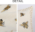 Honeycomb Throw Pillow Cover 12x 20, Gold Embroidered Bumble Lumbar Linen Pillow Cushion Case, Bee Farmhouse Home Decor for Outdoor Couch Bedroom Car