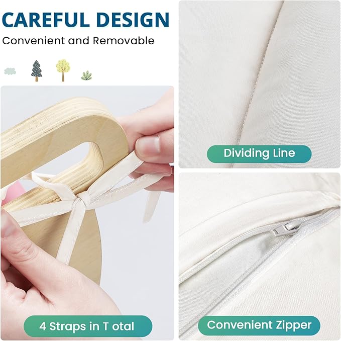 BlueWood Cushion for Climbing Arch, Montessori Philosophy Soft and Non-Slip Pillow for Kids, Pikler Cushion for Reading, Playing, Games, Parties (White)