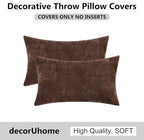 decorUhome Chenille Reddish Brown Spring Throw Pillow Covers 12x20 Inch Set of 2, Decorative Soft Couch Pillow Covers Solid Dyed Accent Farmhouse Neutral Rectangle Pillow Cases for Sofa