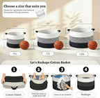 70L Large Cotton Rope Basket, Decorative Woven Blanket Storage for Living Room, Boho Toy Storage & Toy Box for Kids, Versatile Laundry Basket & Nursery Hamper for Blankets(Black)