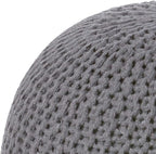 Urban Lifestyle | Large Round Cotton Knitted Ottoman Pouf Seat Cushion Home Decor Accent Seating Floor Pillow Soft Modern Living Room Furniture Hand Woven Cotton, Dark Grey