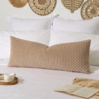 Kevin Textile 20x54 Inch Long Body Lumbar 1 Pack Boho Decorative Throw Pillow Cover Soft Striped Corduroy Rectangle Cushion Case Farmhouse Accent for Living Room Couch Sofa Bed, Tan