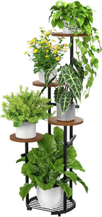 TOSKING 5 Tier Thickened Metal Plant Stand Indoor,Plant Shelf, Corner Shelf, Flower Pot Stand for Multiple Plants, Indoor Plants Tiered Stand for Living Room Balcony Garden Patio Bedroom (Black and Brown, 42in)