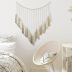 Luxbrand Macrame Wall Hanging Cream and Beige, Boho Bedroom décor, Large Tassel Bohemian Wall Décor for Living Room Girls Room Dorm Room Nursery Decoration Christmas Gift, 41" W x 32" H