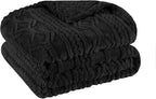 Superior Fleece Boho Jacquard Blanket, Decorative Blankets for Bedroom, Sofa, Fuzzy, Plush, Fluffy, Soft, Cute Room Decor, Beautiful Cover, Comfort Essentials, Arctic Collection, Twin, Black