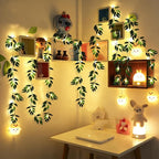 RECUTMS Willow Leaves String Lights 2Packs 20LEDs Artificial Leaf Rattan Light Hanging Vine Battery Operated Fairy Warm Light Ivy Greenery for Home Wedding Party Wall Indoor Outdoor Decor