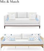 Hofdeco Premium Coastal Hampton Style Patio Indoor Outdoor Bolster Pillow Cover Only, 6"x20" Water Resistant for Couch, Backyard, Solid Baby Blue White Fringe