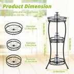 KMOTASUO 3 Tier Tall Metal Plant Stand, 33 Inch Plant Stands Indoor Outdoor, Rustproof Iron Flower Pot Holder Display Rack for Corner Patio Garden Balcony Living Room(Black)
