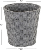 Household Essentials Woven Waste Basket, Gray Paper Rope Waste Bin for Bathroom, Bedroom, Office