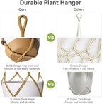 USLAI Macrame Plant Hanger Indoor Outdoor, Fits 4 to 15 Inch Pots, Strong Hanging Planter Holder, Boho Home Decor, 35 Inch, Brown (POTS NOT Included)