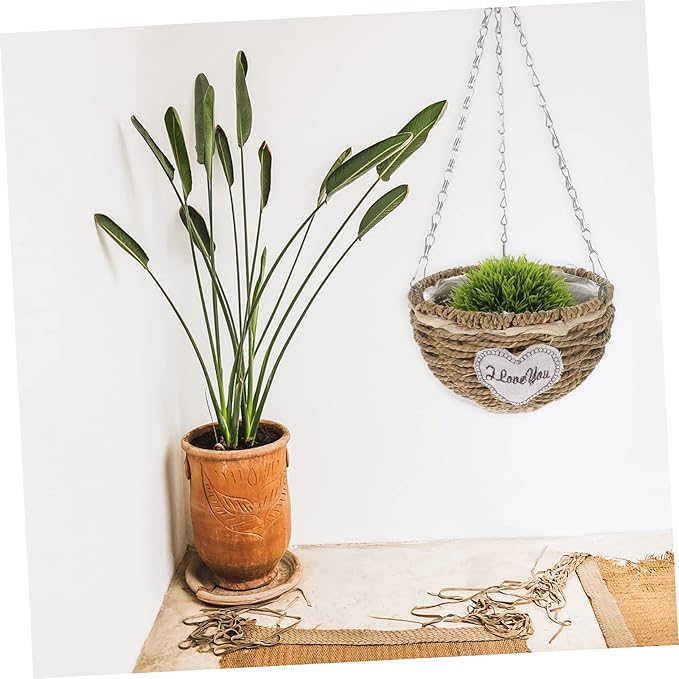1pc Semicircle Woven Flowerpot Pendant for Decor Creative Hanging Basket for Plants Boho-Style Home Accent for Living Room Balcony and Courtyard