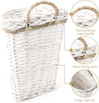 AceList Set of 2 Handmade Wall Hanging Baskets - Woven Wicker Wall Baskets Perfect for Boho Rustic Farmhouse Wall Decor(White)