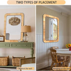 Rattan Rectangular Mirror 24x36, Boho Decorative Wall Mirror for Bathroom, Farmhouse Vanity Mirror for Nursery, Bedroom, Living Room Decor, Nursery & Children's Room