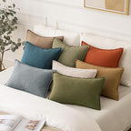 MIULEE Decorative Linen Euro Sham Pillow Covers 24x24 Inch Green Boho Farmhouse Neutral Couch Throw Pillows for Bed Pack of 2 Accent Outdoor Pillowcase Modern Sofa Cushion Livingroom Home Decor