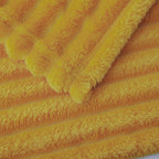 Mustard Yellow Fleece Throw Blanket 50”×60” for Couch Sofa Bed,Super Soft Cozy Plush Microfiber Flannel Blanket with Stripes Design Lightweight for Adults,Woman,Girls