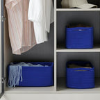 3-Pack Small Storage Baskets for Organizing | Woven Shelf Toy Basket | Rope Baskets for Gifts Empty | Closet Organizer Bins with Handles | Cube Decorative Box | 11.8×7.8×5.1” | Klein Blue