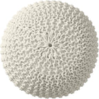 Ornavo Home Pouf Ottoman Foot Rest - 100% Cotton Pouffe - Hand Knitted Cable Braid Cord - Boho Round Stuffed Ottoman for Living Room, Bedroom - Natural