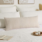 Kevin Textile 14x36 Inch Long Lumbar 1 Pack Boho Decorative Throw Pillow Cover Soft Striped Corduroy Rectangle Cushion Case Farmhouse Solid Color Accent for Living Room Couch Sofa Bed, Cream White