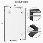2-Pack 24x36 Matte Black Bathroom Mirror, Deep-Set Metal Frame, Heavy-Duty Rectangular Vanity Mirror for Over Sink, Modern Farmhouse & Industrial Style