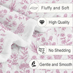 Floral Fuzzy Blanket Pink Floral Throw Blanket, Botanical Flowers Blankets, Soft, Flannel, Warm, Boho Flowers Bed Blankets All Season for Couch Bedroom Living Room 60X70 Inch