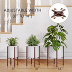 Plant Stand Indoor for 2 Height Options ,Mid Century Modern Outdoor Planter Holder,Corner Plant Stand Capacity of 160LB for 8 to 14 Inch Pots Coffee with Round Plate