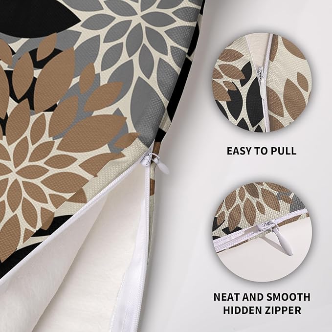 Black Light Brown Pillow Covers 20X20 Inch Set of 2, Spring Summer Floral Dahlia Flower Cream Decorative Throw Pillow Covers Outdoor Modern Farmhouse Cushion Case for Home Couch Sofa Bed Decor