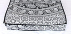 CRAFT KALA Mandala Floor Pillow Cushion Cover Seating Throw Cover Hippie Decorative Bohemian Ottoman Poufs Pom Pillow Cases Boho Indian Cotton Living Room Yoga Home Décor 24" Square Black and Elephant