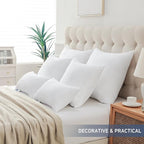 Leeden 22x22 Pillow Inserts, 22 Inch Decorative Throw Pillow Inserts, Soft Fluffy Square Throw Pillows for Couch, Sofa, Bed, and Home Decor White Cushion Pack of 2