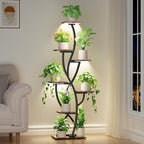 Plant Stand Indoor with Grow Lights - 58" Corner Plant Shelf Indoor, 7 Tiered Tall Lighted Plant Stand for Indoor Multiple Plants, Flower Stands Display Rack Holder for House, Patio, Black