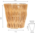 Household Essentials Small Reed Willow Waste Basket, Handwoven Basket with Removable Liner, Attractive Alternative to Plastic or Metal Cans, Natural