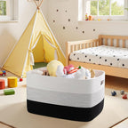 OIAHOMY Large Blanket Basket, 22”x17”x12” Rectangle Woven Baskets, Nursery Blanket Storage Living Room, Toy Storage With Handle, Large Baskets for Organizing-Gradient Black