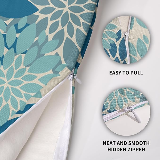 Light Blue Pillow Covers 22X22 Inch Set of 2, Spring Summer Floral Dahlia Flower Cream Decorative Throw Pillow Covers Outdoor Modern Farmhouse Cushion Case for Home Couch Sofa Bed Decor