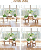 3 Tier Corner Plant Stand Indoor - Adjustable Wood Convex Flower Stand for Small Spaces, Heavy Duty Long Plant Shelf for Living Room Balcony Hallway