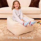 Square Corduroy Pouf Ottoman, Soft Fluffy Foot Stool with Foam Chunk Filling, Floor Pouf & Storage Ottoman for Living Room, 21" x 21" x 14", Off-White