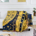 Boho Throw Blankets Woven Reversible Cotton Bohemian Tapestry Hippie Room Decor Witchy Astrology Zodiac Celestial Constellation Carpet Bed Recliner Chair Couch Sofa Cover Double Sided 50"x70"